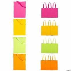 Buy ๐ 14" x 17" Large Bright Color Canvas Tote Bags - 12 Pc. ๐