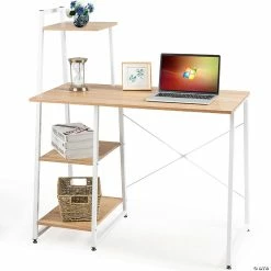 Deals 🎉 Costway Computer Desk with Shelves Study Writing Desk Workstation with Bookshelf Natural 🎉 5 Deals 🎉 Costway Computer Desk with Shelves Study Writing Desk Workstation with Bookshelf Natural 🎉 -BTSE Shop 14271787