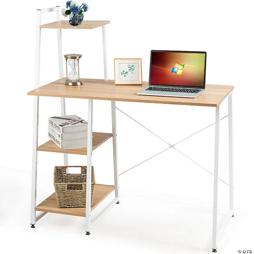 Deals 🎉 Costway Computer Desk with Shelves Study Writing Desk Workstation with Bookshelf Natural 🎉 4 Deals 🎉 Costway Computer Desk with Shelves Study Writing Desk Workstation with Bookshelf Natural 🎉 - Image 2