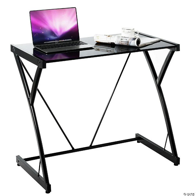 Best Pirce ✨ Costway Glass Top Computer Desk Laptop Writing Study Workstation Z-Shaped Metal Frame 🥰 4 Best Pirce ✨ Costway Glass Top Computer Desk Laptop Writing Study Workstation Z-Shaped Metal Frame 🥰 - Image 2