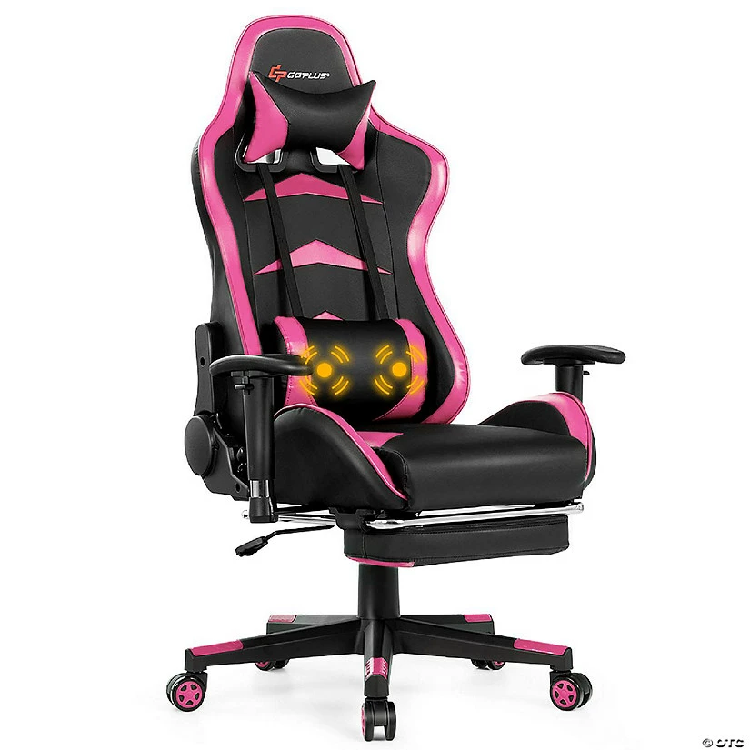 Best Sale ๐ Goplus Massage Gaming Chair Reclining Swivel Racing Office Chair with Footrest Pink ๐ 4 Best Sale ๐ Goplus Massage Gaming Chair Reclining Swivel Racing Office Chair with Footrest Pink ๐ - Image 2
