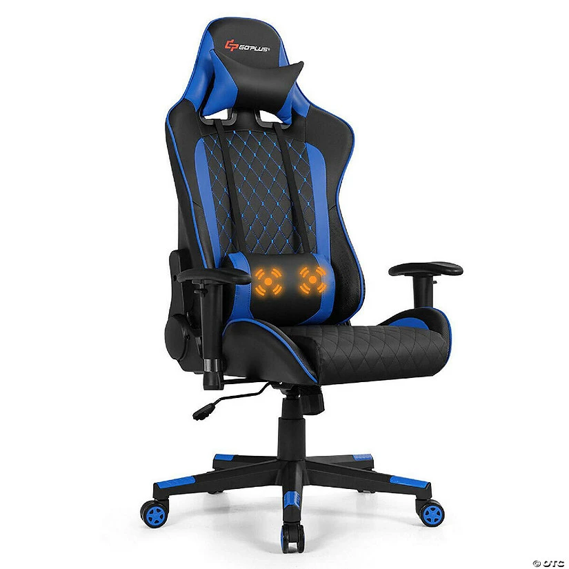 Brand new ๐ Massage Gaming Chair Reclining Racing Chair w/Lumbar Support and Headrest Blue โจ 4 Brand new ๐ Massage Gaming Chair Reclining Racing Chair w/Lumbar Support and Headrest Blue โจ - Image 2