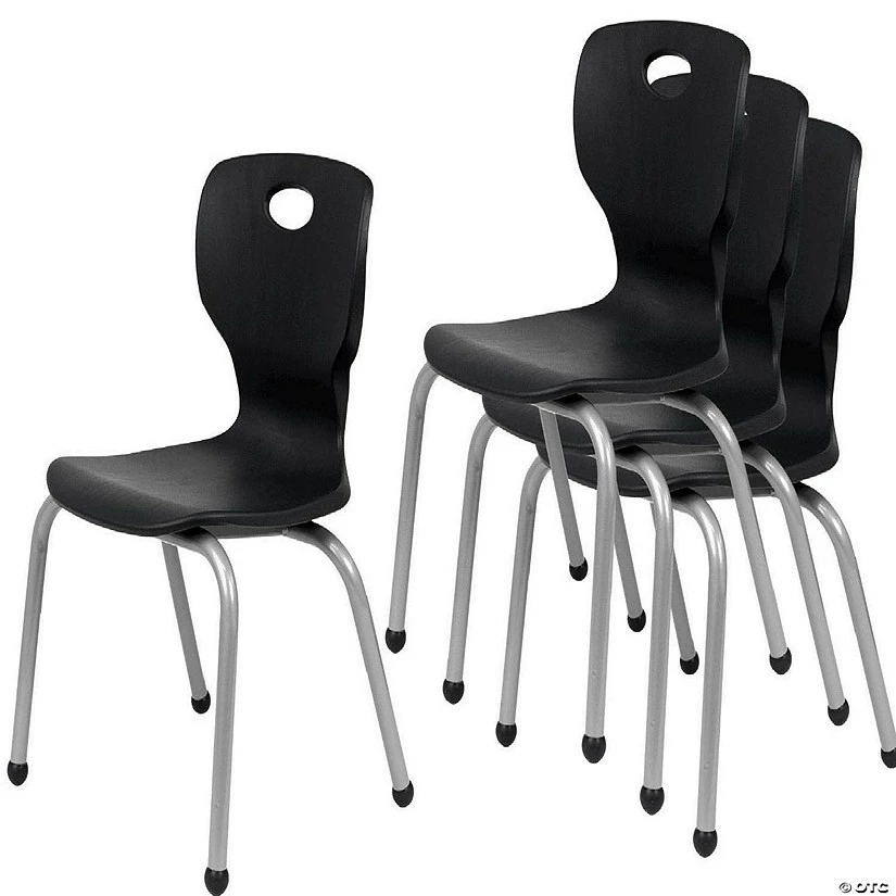 Promo ๐ Bintiva ZUUL Series School Student Stack Chair - 12" Black - Pack of 4 Chairs ๐ 4 Promo ๐ Bintiva ZUUL Series School Student Stack Chair - 12" Black - Pack of 4 Chairs ๐ - Image 2