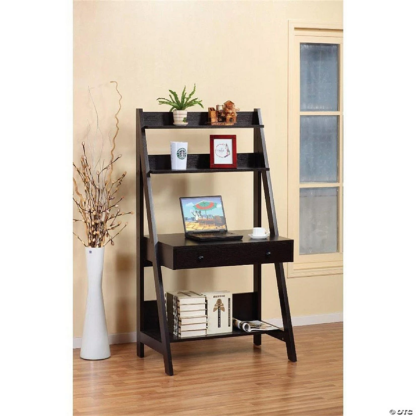 Best Sale ✨ Contemporary Style Ladder Desk with 3 Open Shelves, Dark Brown 🧨 4 Best Sale ✨ Contemporary Style Ladder Desk with 3 Open Shelves, Dark Brown 🧨 - Image 2