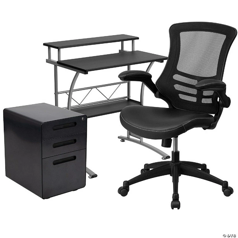 Buy 🎉 Emma + Oliver Work From Home Kit-Computer Desk, Mesh/LeatherSoft Office Chair, File Cabinet ✨ 4 Buy 🎉 Emma + Oliver Work From Home Kit-Computer Desk, Mesh/LeatherSoft Office Chair, File Cabinet ✨ - Image 2