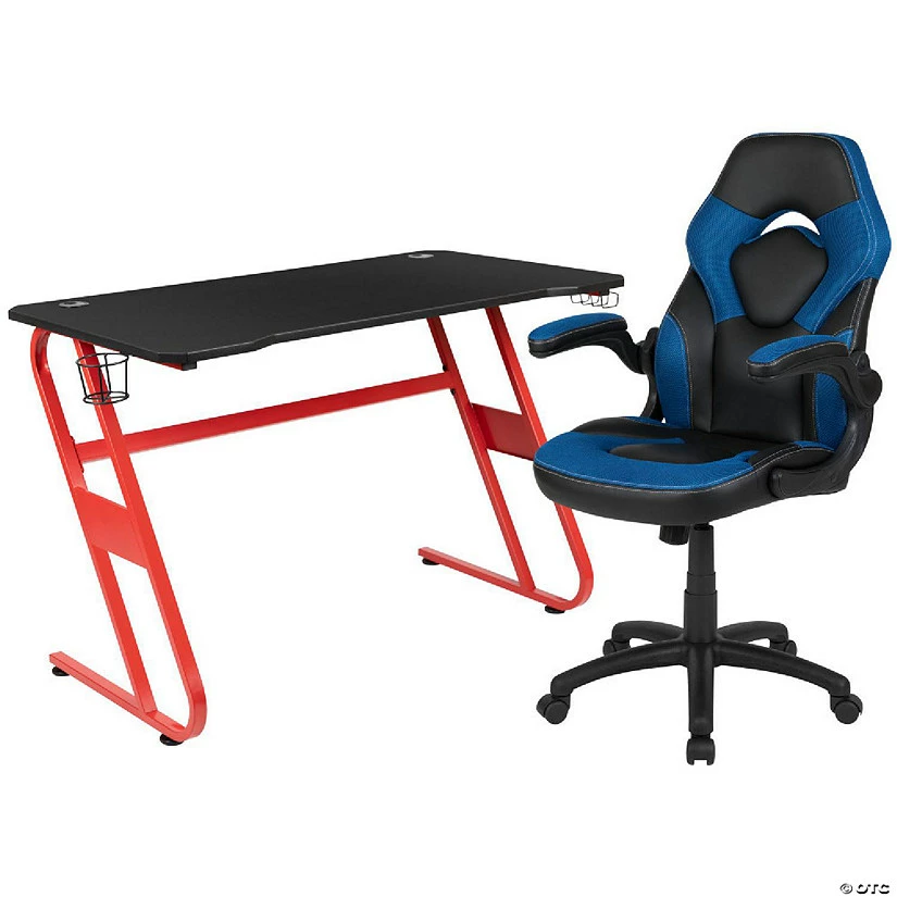 Brand new 🔥 Emma + Oliver Gaming Bundle-Red Desk, Cup Holder, Headphone Hook and Blue Chair 🥰 4 Brand new 🔥 Emma + Oliver Gaming Bundle-Red Desk, Cup Holder, Headphone Hook and Blue Chair 🥰 - Image 2