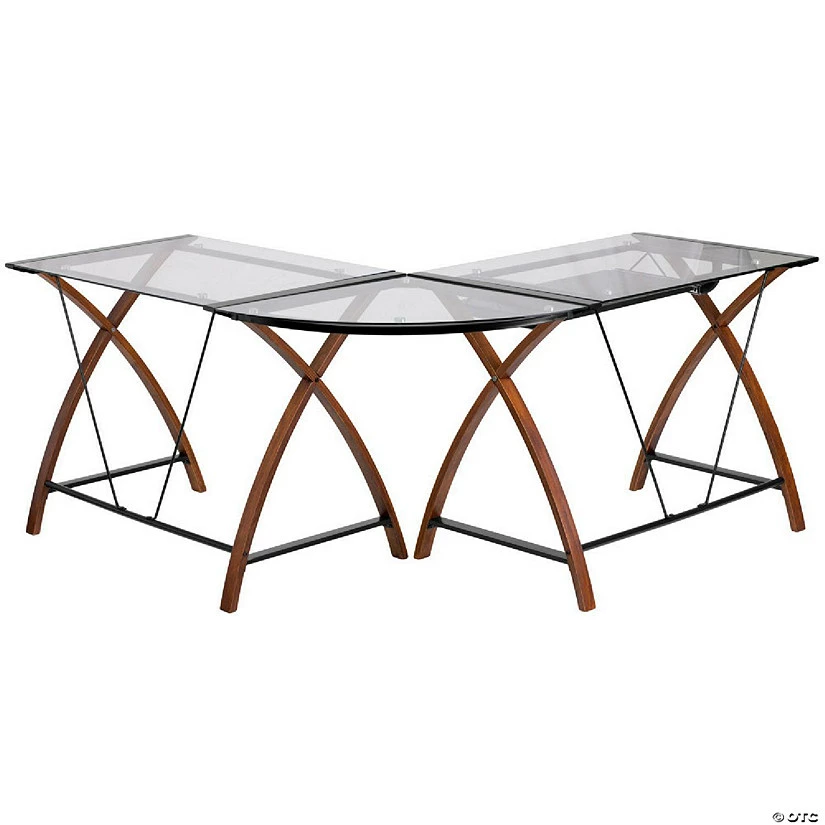 Brand new ⭐ Emma + Oliver Glass L-Shape Desk with Pull-Out Keyboard Tray ❤️ 4 Brand new ⭐ Emma + Oliver Glass L-Shape Desk with Pull-Out Keyboard Tray ❤️ - Image 2