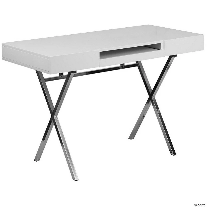 Promo ๐ Emma + Oliver White Computer Desk with Keyboard Tray and Drawers โ 4 Promo ๐ Emma + Oliver White Computer Desk with Keyboard Tray and Drawers โ - Image 2