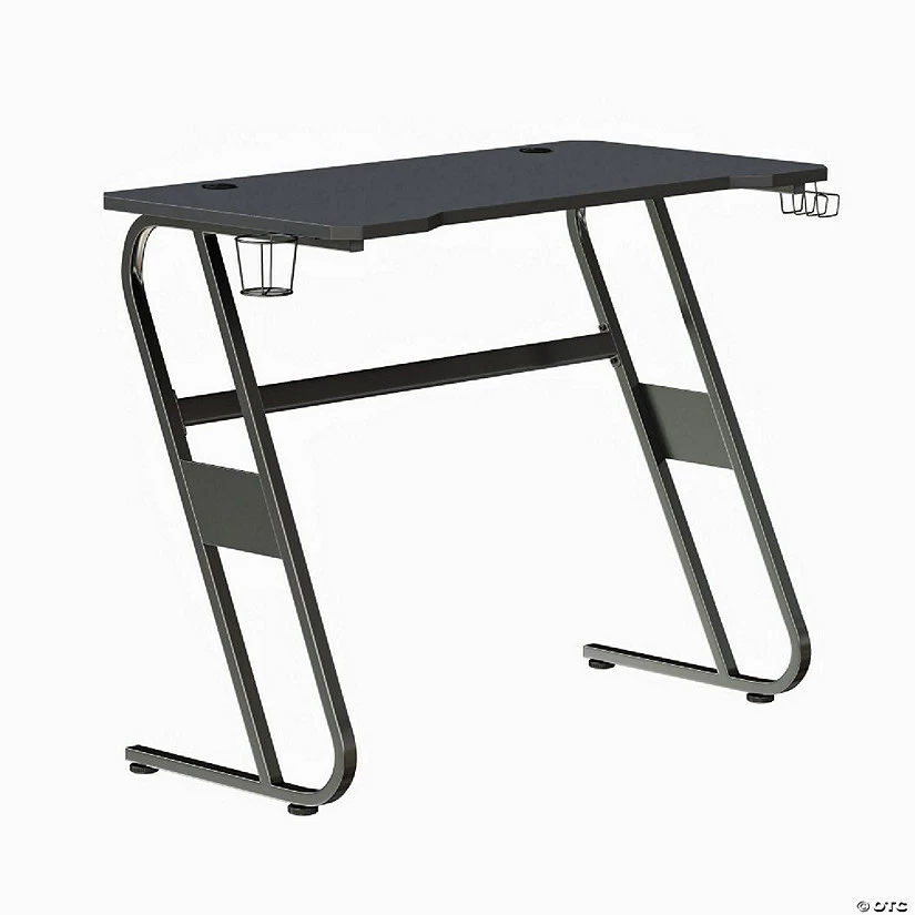 Hot Sale 🔥 Emma + Oliver Gaming Desk - Black Ergonomic Computer Desk - 51.5" Gamers Table with Cup Holder and Headphone Hook 🔥 4 Hot Sale 🔥 Emma + Oliver Gaming Desk - Black Ergonomic Computer Desk - 51.5" Gamers Table with Cup Holder and Headphone Hook 🔥 - Image 2