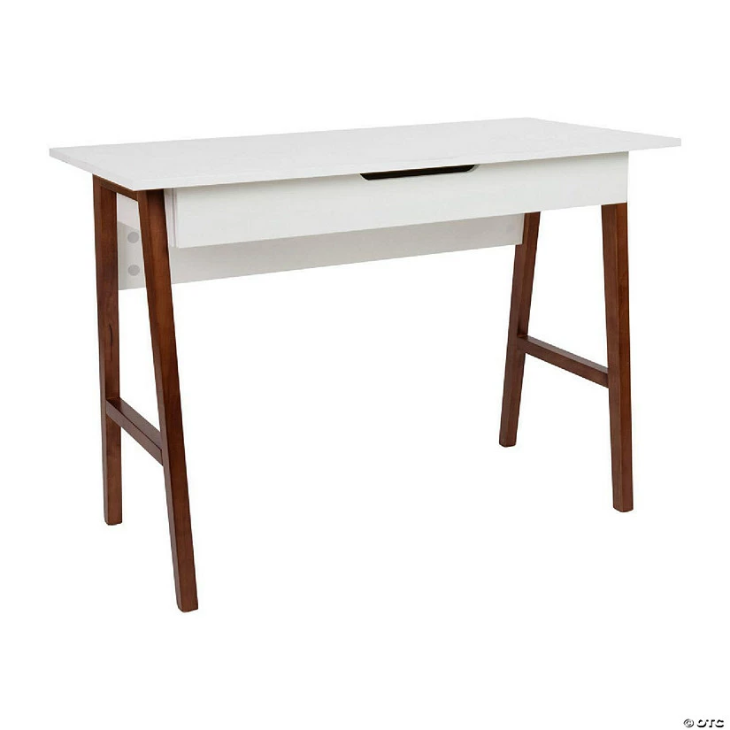 Discount ๐ Emma + Oliver Home Office Writing Computer Desk with Drawer - Table Desk, White/Walnut โจ 4 Discount ๐ Emma + Oliver Home Office Writing Computer Desk with Drawer - Table Desk, White/Walnut โจ - Image 2