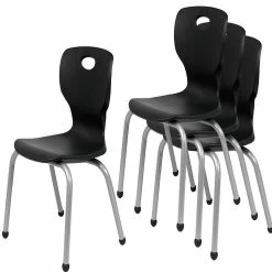 Coupon โจ Bintiva ZUUL Series School Student Stack Chair - 16" Black - Pack of 4 Chairs ๐