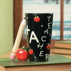New ๐ฅ Ceramic Teacher Mug with Pencil Handle ๐