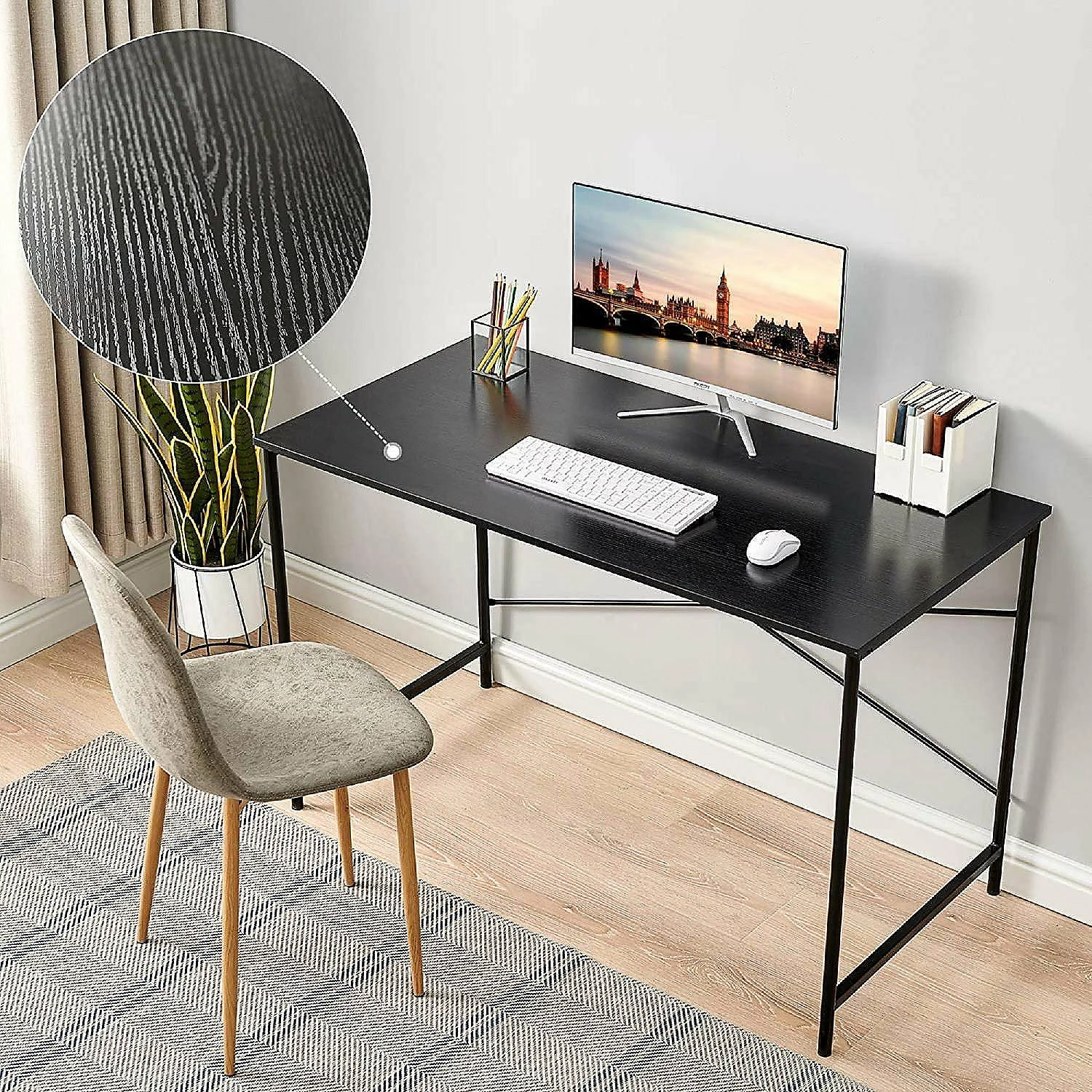 Best deal ๐คฉ Coavas Computer Desk Large Study Desk Simple Writing Table Workstation for Home, Black Wood Tabletop with Black Frame, 47 ๐ 4 Best deal ๐คฉ Coavas Computer Desk Large Study Desk Simple Writing Table Workstation for Home, Black Wood Tabletop with Black Frame, 47 ๐ - Image 2