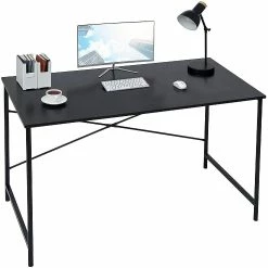 Best deal ๐คฉ Coavas Computer Desk Large Study Desk Simple Writing Table Workstation for Home, Black Wood Tabletop with Black Frame, 47 ๐