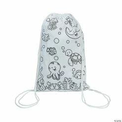 Outlet ๐ Color Your Own Medium Under the Sea Canvas Drawstring Bags - 12 Pc. ๐