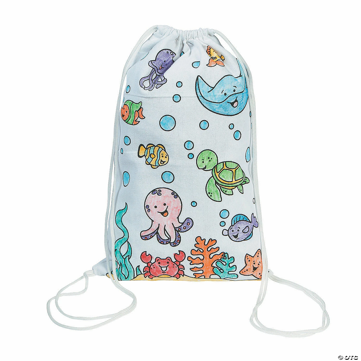 Outlet 🎉 Color Your Own Medium Under the Sea Canvas Drawstring Bags - 12 Pc. 🌟 4 Outlet 🎉 Color Your Own Medium Under the Sea Canvas Drawstring Bags - 12 Pc. 🌟 - Image 2