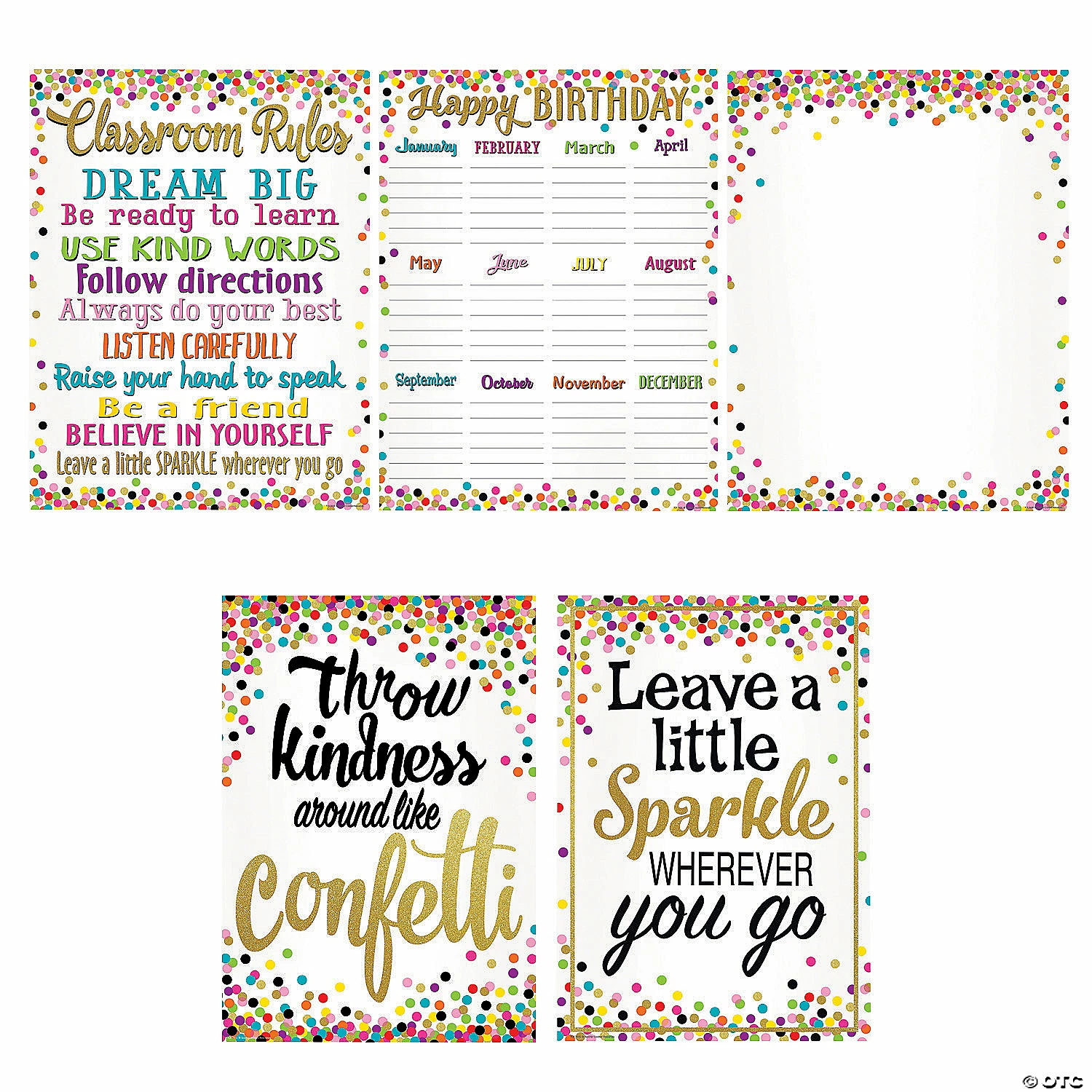 Coupon 👏 Confetti Classroom Posters - 5 Pc. 🤩 3 Coupon 👏 Confetti Classroom Posters - 5 Pc. 🤩