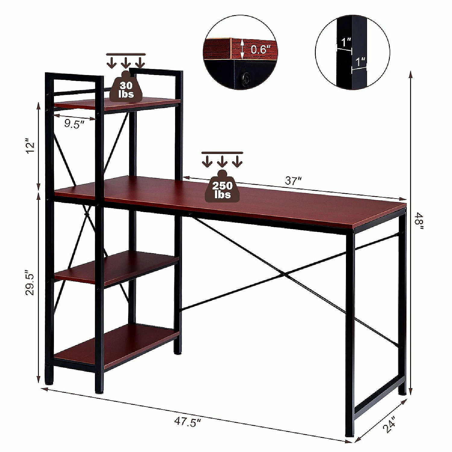 Best reviews of โจ Costway 47.5'' Compact Computer Desk With 4-Tier Storage Bookshelves for Home Office Brown ๐ 4 Best reviews of โจ Costway 47.5'' Compact Computer Desk With 4-Tier Storage Bookshelves for Home Office Brown ๐ - Image 2