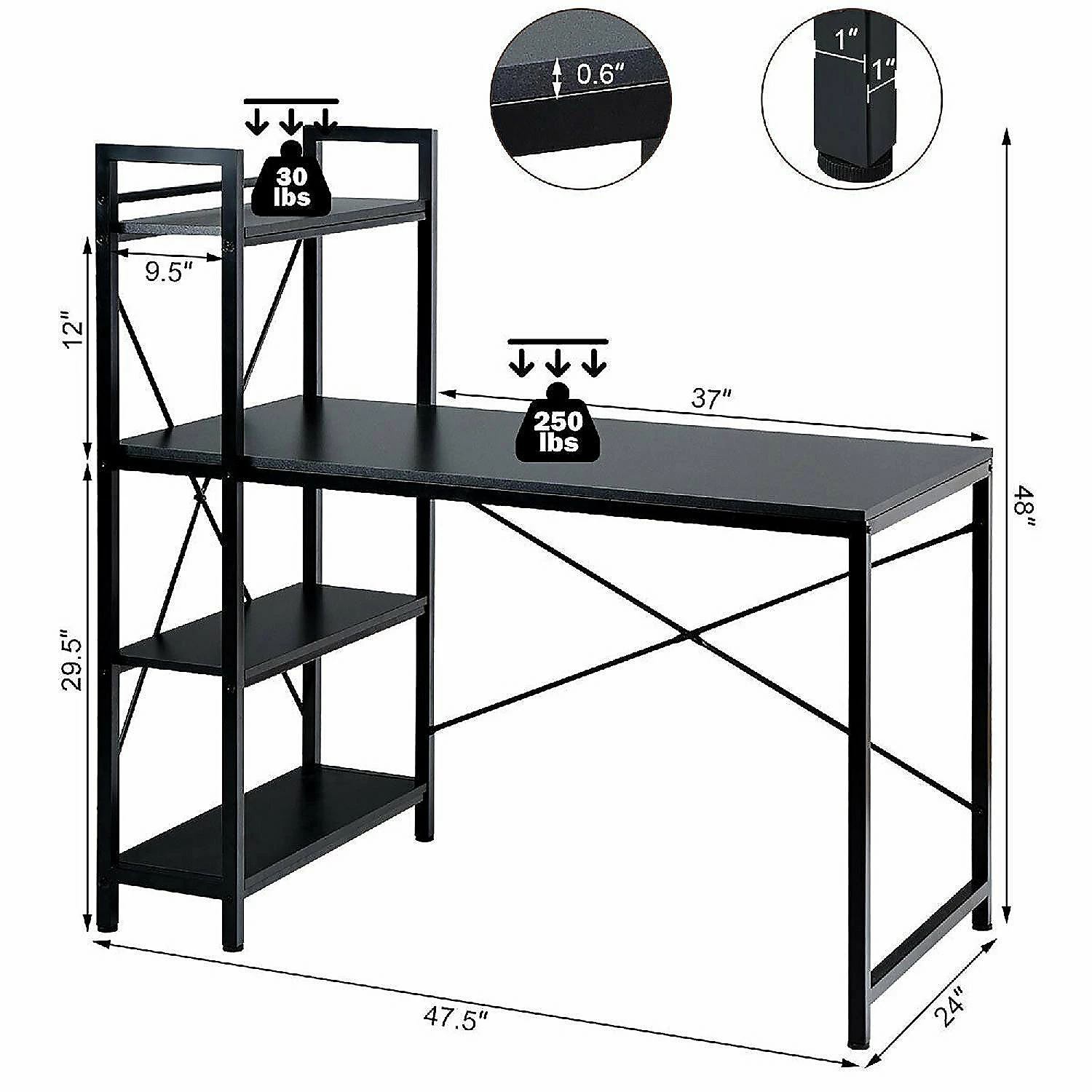 Best reviews of โ Costway 47.5" Computer Desk Writing Desk Study Table Workstation With 4-Tier Shelves ๐ฅฐ 5 Best reviews of โ Costway 47.5" Computer Desk Writing Desk Study Table Workstation With 4-Tier Shelves ๐ฅฐ - Image 3