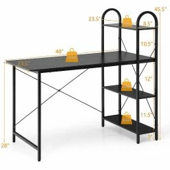 Promo ✔️ Costway 48'' Reversible Computer Desk Writing Table Workstation w/ Storage Shelf Black 🧨 -BTSE Shop costway 48 reversible computer desk writing table workstation w storage shelf black14238187 a03NOWA