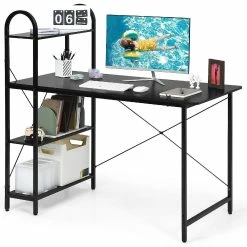 Promo ✔️ Costway 48'' Reversible Computer Desk Writing Table Workstation w/ Storage Shelf Black 🧨