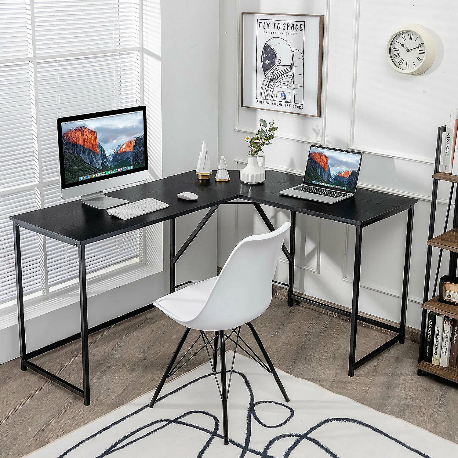 Hot Sale ๐ Costway 58''x 47'' L Shaped Corner Computer Desk Home Office Workstation Black ๐ 5 Hot Sale ๐ Costway 58''x 47'' L Shaped Corner Computer Desk Home Office Workstation Black ๐ - Image 3