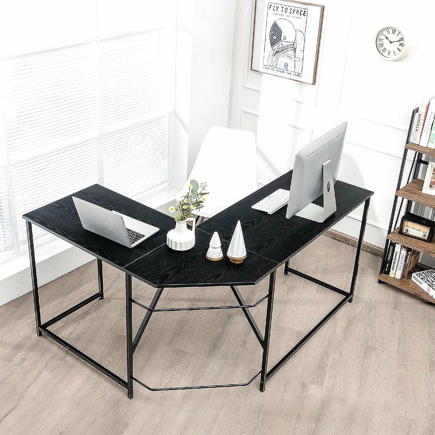 Hot Sale ๐ Costway 58''x 47'' L Shaped Corner Computer Desk Home Office Workstation Black ๐ 6 Hot Sale ๐ Costway 58''x 47'' L Shaped Corner Computer Desk Home Office Workstation Black ๐ - Image 4