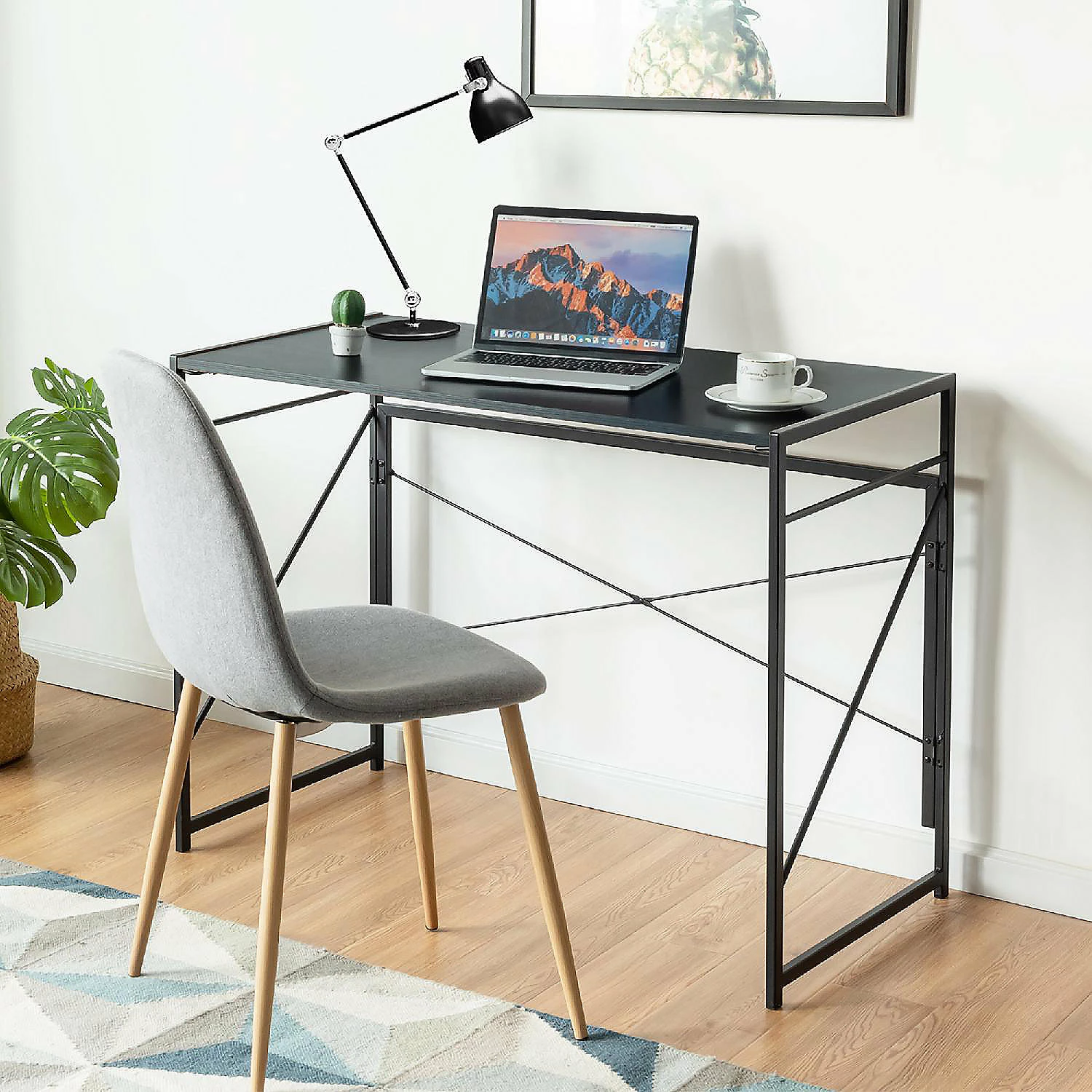 Discount ๐ Costway Folding Computer Desk Writing Study Table w/6 Hooks Home Office Black ๐ 4 Discount ๐ Costway Folding Computer Desk Writing Study Table w/6 Hooks Home Office Black ๐ - Image 2