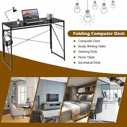 Discount ๐ Costway Folding Computer Desk Writing Study Table w/6 Hooks Home Office Black ๐ 9 Discount ๐ Costway Folding Computer Desk Writing Study Table w/6 Hooks Home Office Black ๐ -BTSE Shop costway folding computer desk writing study table w 6 hooks home office black14237804 a03NOWA