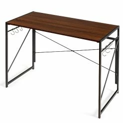 Top 10 😍 Costway Folding Computer Desk Writing Study Table w/6 Hooks Home Office Brown 👏