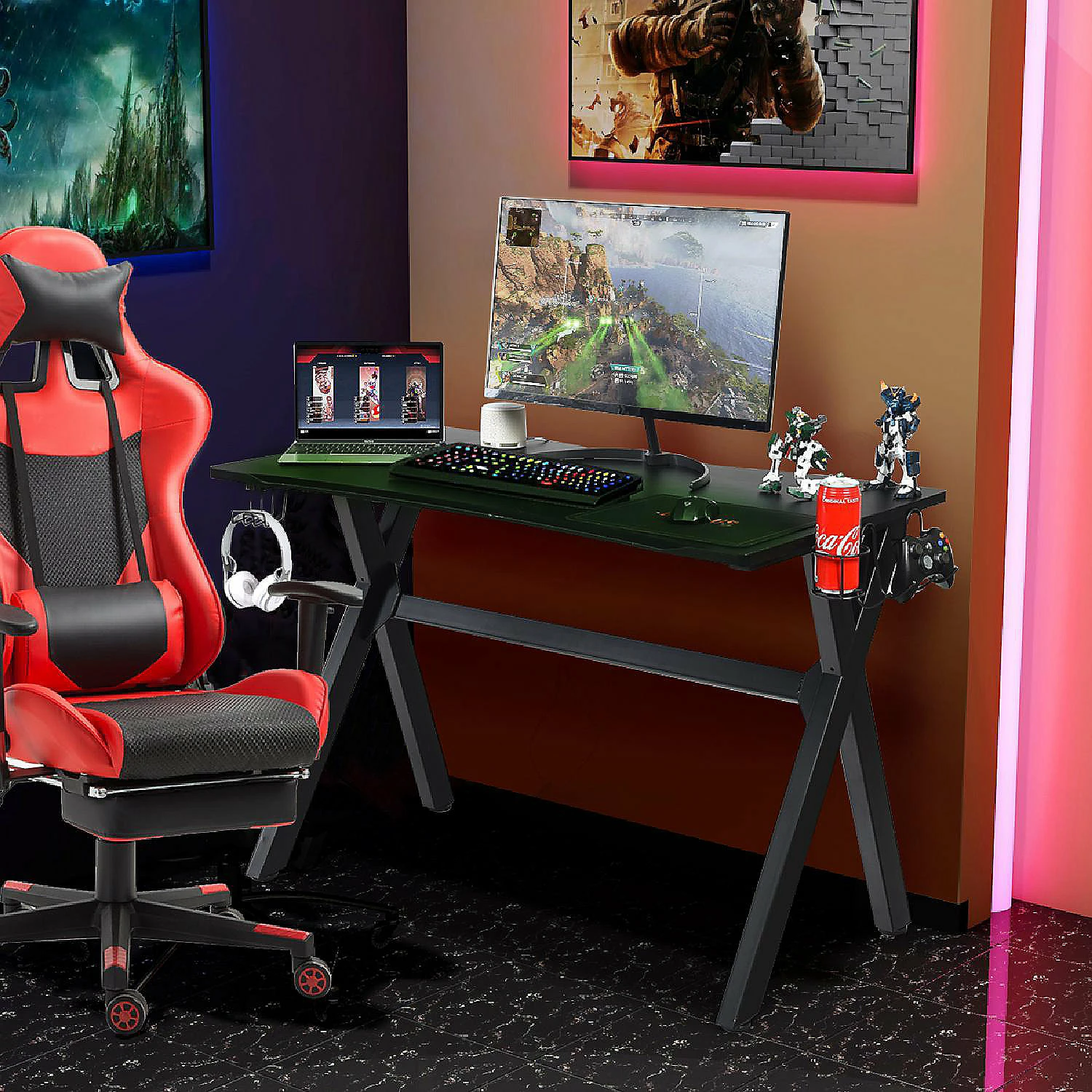 Wholesale ๐ Costway Gaming Desk Computer Desk Table w/Cup Holder & Headphone Hook Gamer Workstation ๐ฅ 5 Wholesale ๐ Costway Gaming Desk Computer Desk Table w/Cup Holder & Headphone Hook Gamer Workstation ๐ฅ - Image 3