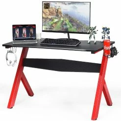 Promo 🔔 Costway Gaming Desk Computer Desk w/Controller Stand Cup Holder Headphone Hook Mouse Pad ⭐