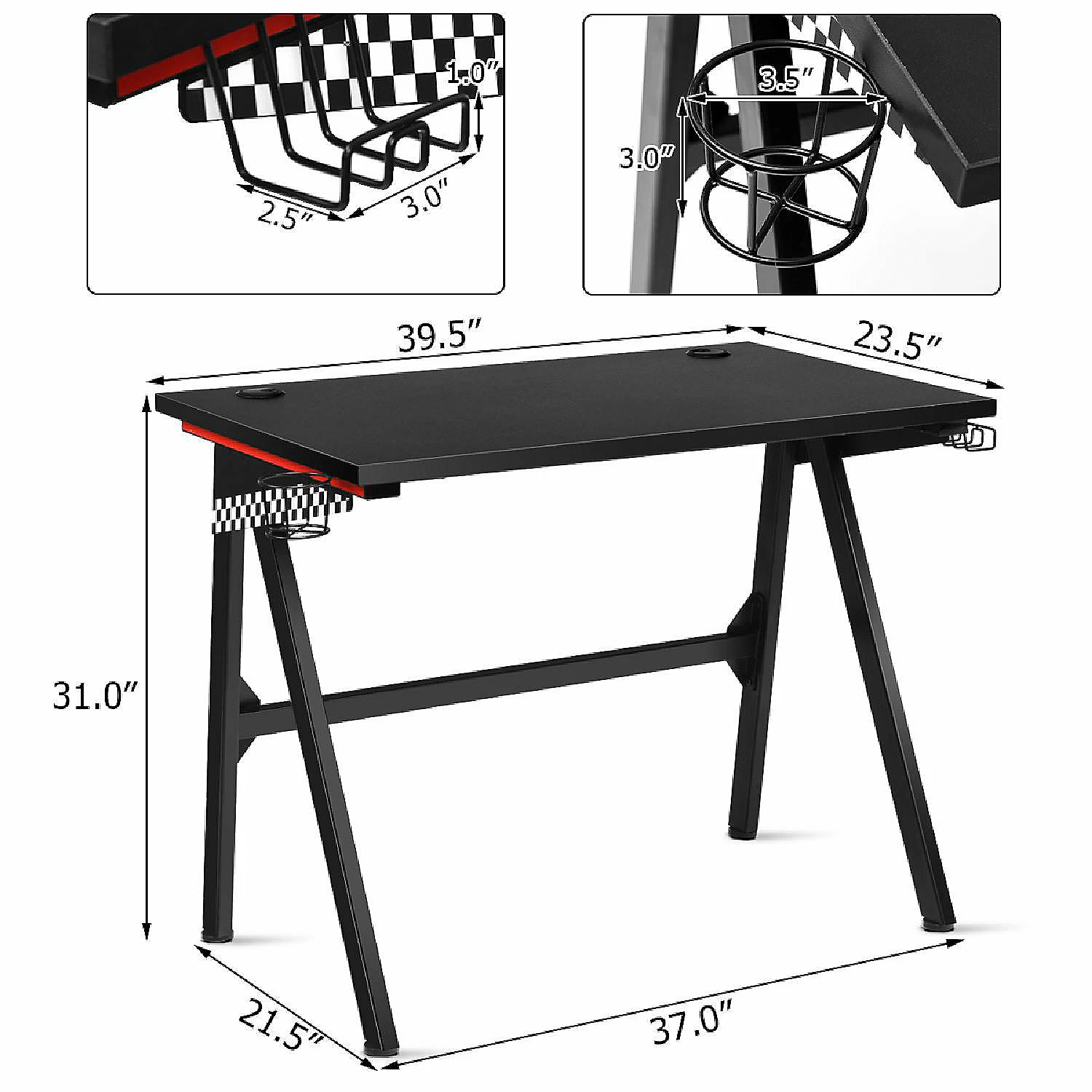 Discount 💯 Costway Gaming Desk Home Office PC Table Computer Desk with Cup Holder & Headphone Hook ✔️ 4 Discount 💯 Costway Gaming Desk Home Office PC Table Computer Desk with Cup Holder & Headphone Hook ✔️ - Image 2