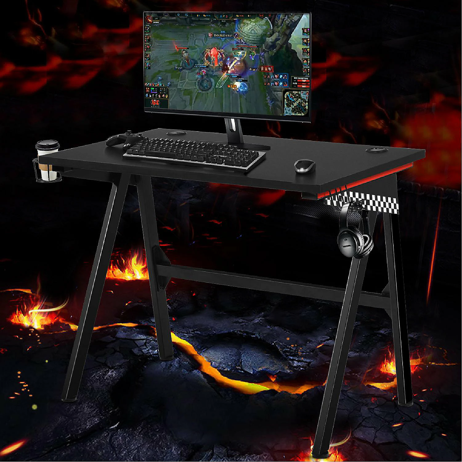 Discount 💯 Costway Gaming Desk Home Office PC Table Computer Desk with Cup Holder & Headphone Hook ✔️ 5 Discount 💯 Costway Gaming Desk Home Office PC Table Computer Desk with Cup Holder & Headphone Hook ✔️ - Image 3