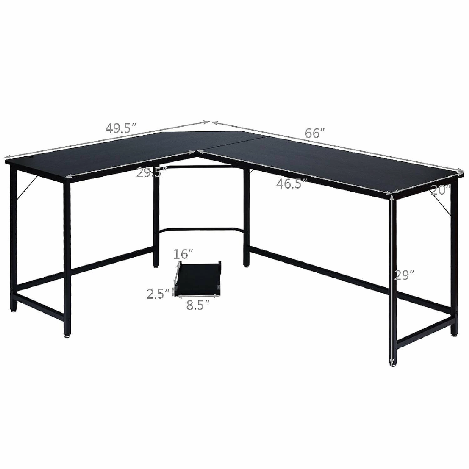 Top 10 🤩 Costway L-Shaped Computer Desk Corner Workstation Study Gaming Table Home Office-Black 🎉 5 Top 10 🤩 Costway L-Shaped Computer Desk Corner Workstation Study Gaming Table Home Office-Black 🎉 - Image 3