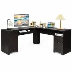 Top 10 🤩 Costway L-Shaped Corner Computer Desk Writing Table Study Workstation Drawers 🎉
