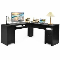 Brand new 🌟 Costway L-Shaped Corner Computer Desk Writing Table Study Workstation w/ Drawers Storage 🔔