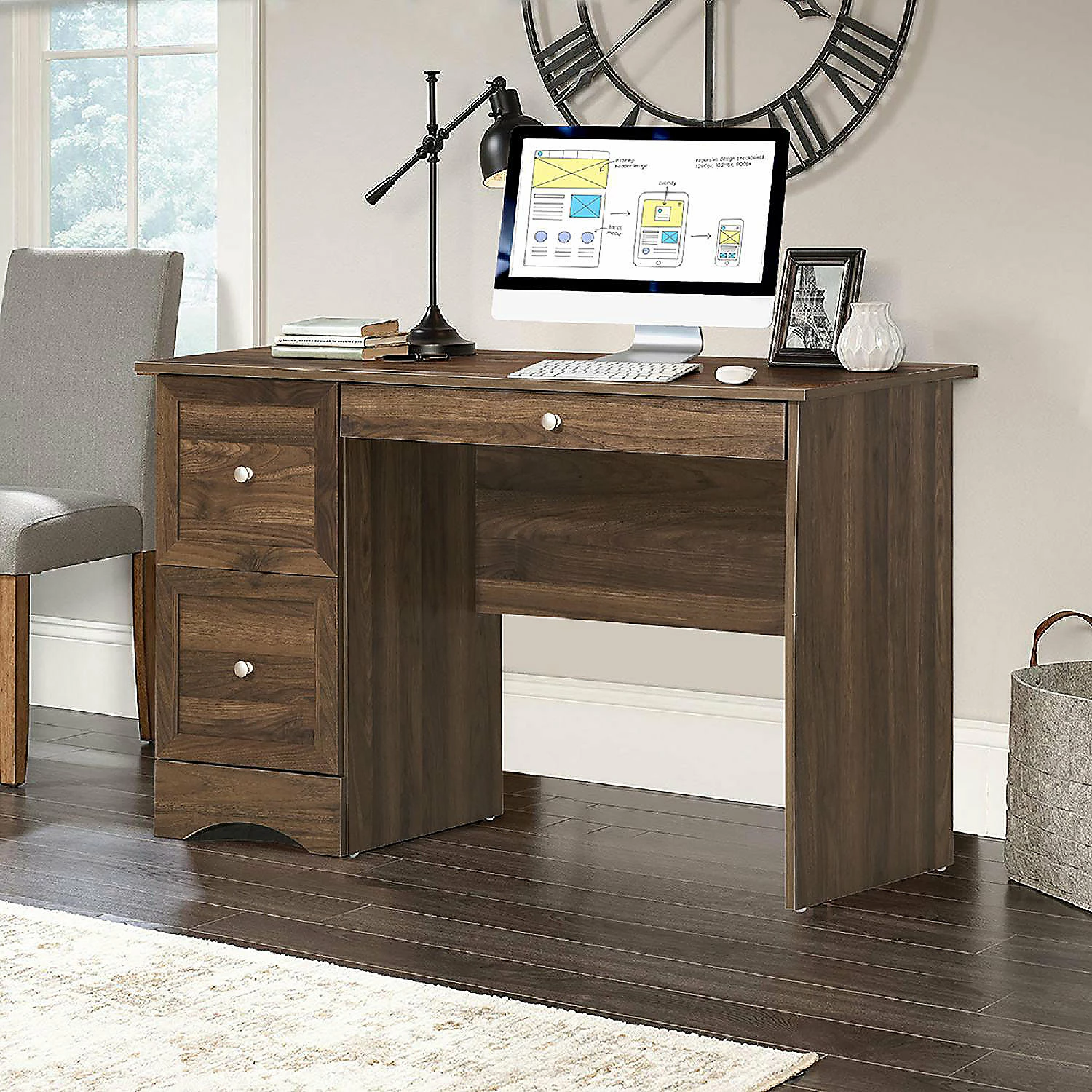 Deals ๐ Costway Vintage Computer Desk Home Office Study Table Spacious Workstation w/ 3 Drawers ๐ 4 Deals ๐ Costway Vintage Computer Desk Home Office Study Table Spacious Workstation w/ 3 Drawers ๐ - Image 2