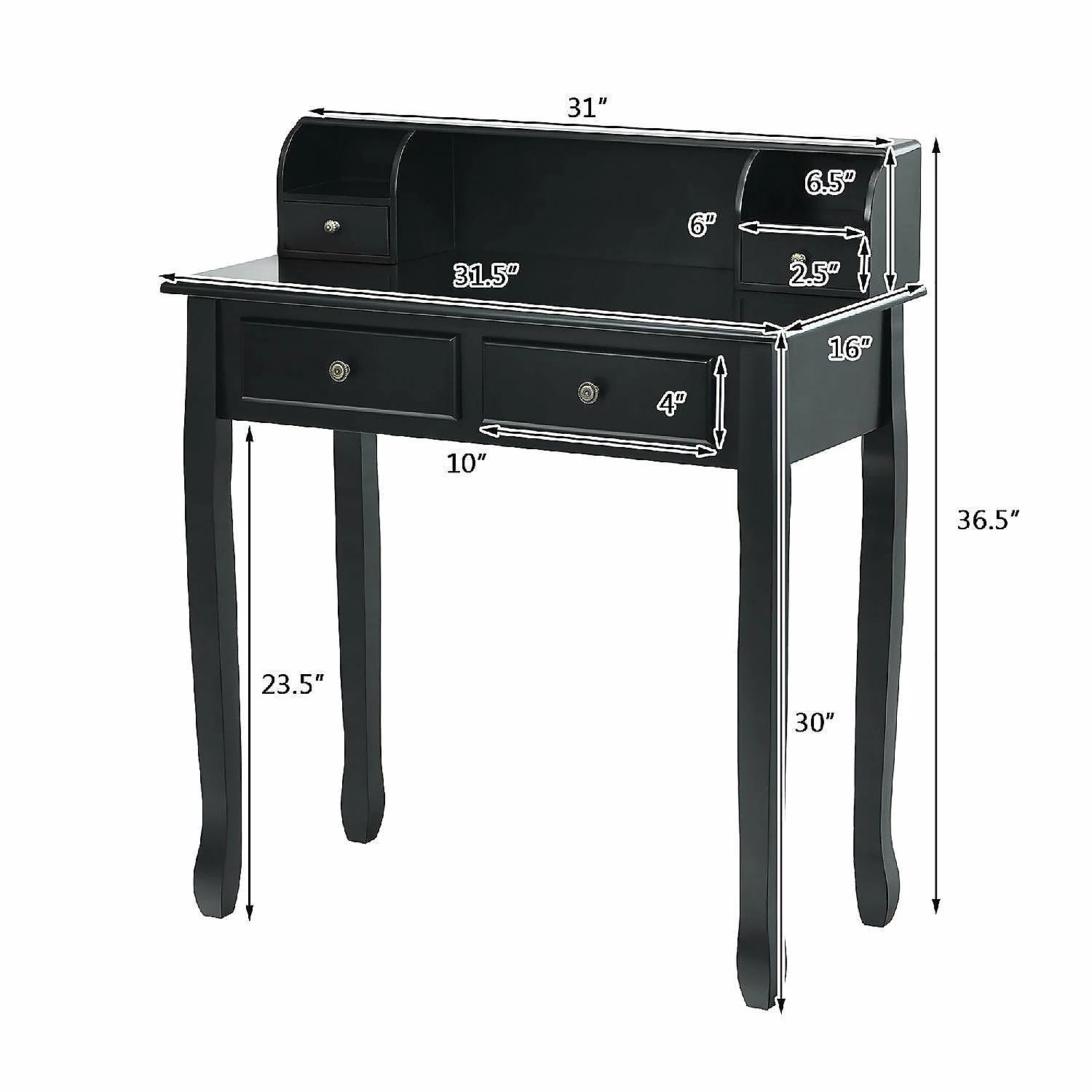 Flash Sale ๐ Costway Writing Desk Makeup Vanity Table Home Office Computer Desk 4 Drawer Black ๐ 4 Flash Sale ๐ Costway Writing Desk Makeup Vanity Table Home Office Computer Desk 4 Drawer Black ๐ - Image 2