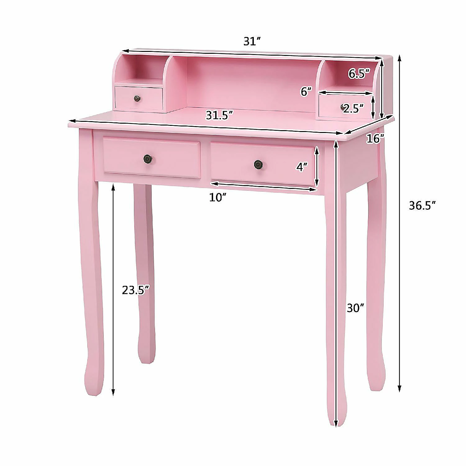 Brand new ❤️ Costway Writing Desk Makeup Vanity Table Home Office Computer Desk 4 Drawer Pink ❤️ 4 Brand new ❤️ Costway Writing Desk Makeup Vanity Table Home Office Computer Desk 4 Drawer Pink ❤️ - Image 2