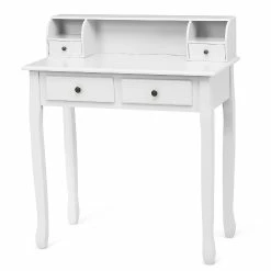 Promo ๐ฅฐ Costway Writing Desk Mission White Home Office Computer Desk 4 Drawer White โค๏ธ
