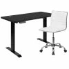Hot Sale 🤩 Emma + Oliver 48" Wide Black Electric Adjustable Standing Desk & White Ribbed Office Chair 👍 -BTSE Shop emma oliver 48 wide black electric adjustable standing desk and white ribbed office chair14314903NOWA