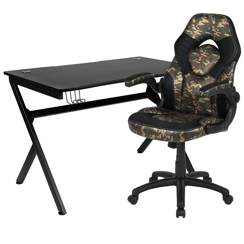 Brand new ๐ Emma + Oliver Black/Camo Gaming Desk Bundle - Cup/Headphone Holders, Wire Management ๐ 3 Brand new ๐ Emma + Oliver Black/Camo Gaming Desk Bundle - Cup/Headphone Holders, Wire Management ๐