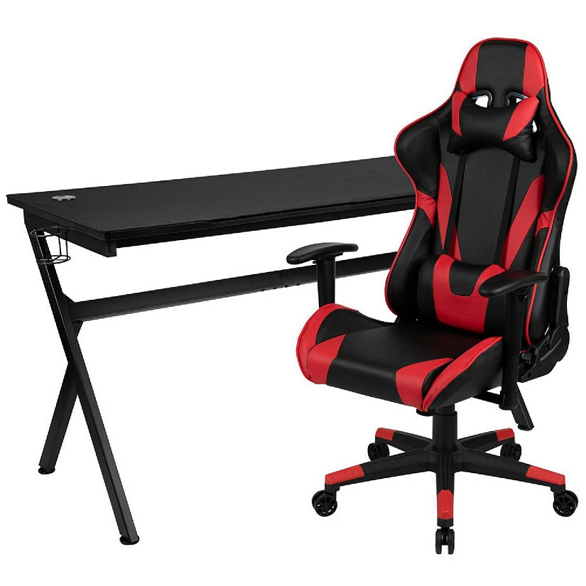 Hot Sale ๐ Emma + Oliver Black/Red Gaming Desk Bundle - Cup/Headset Holder/Mouse Pad Top โจ 3 Hot Sale ๐ Emma + Oliver Black/Red Gaming Desk Bundle - Cup/Headset Holder/Mouse Pad Top โจ