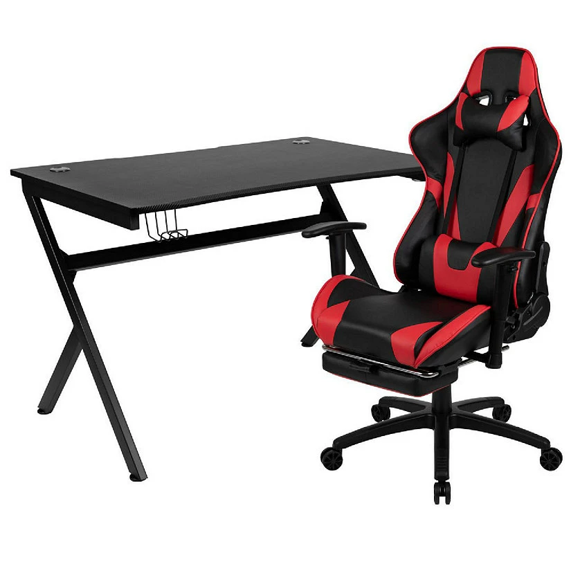 Cheap โจ Emma + Oliver Black/Red Gaming Desk Set - Cup/Headset Holder/Reclining & Footrest ๐ 3 Cheap โจ Emma + Oliver Black/Red Gaming Desk Set - Cup/Headset Holder/Reclining & Footrest ๐