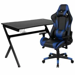 Buy 🌟 Emma + Oliver Gaming Bundle-Desk, Cup Holder/Headphone Hook & Blue Reclining Chair 🔔