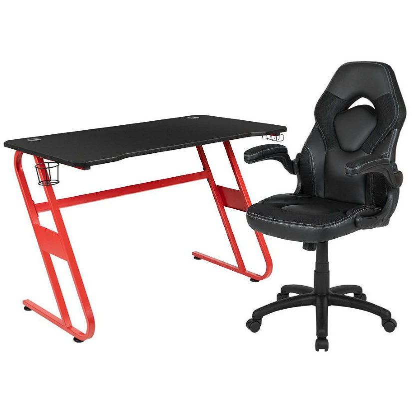 Wholesale ๐ Emma + Oliver Gaming Bundle-Red Desk, Cup Holder, Headphone Hook and Black Chair โญ 3 Wholesale ๐ Emma + Oliver Gaming Bundle-Red Desk, Cup Holder, Headphone Hook and Black Chair โญ