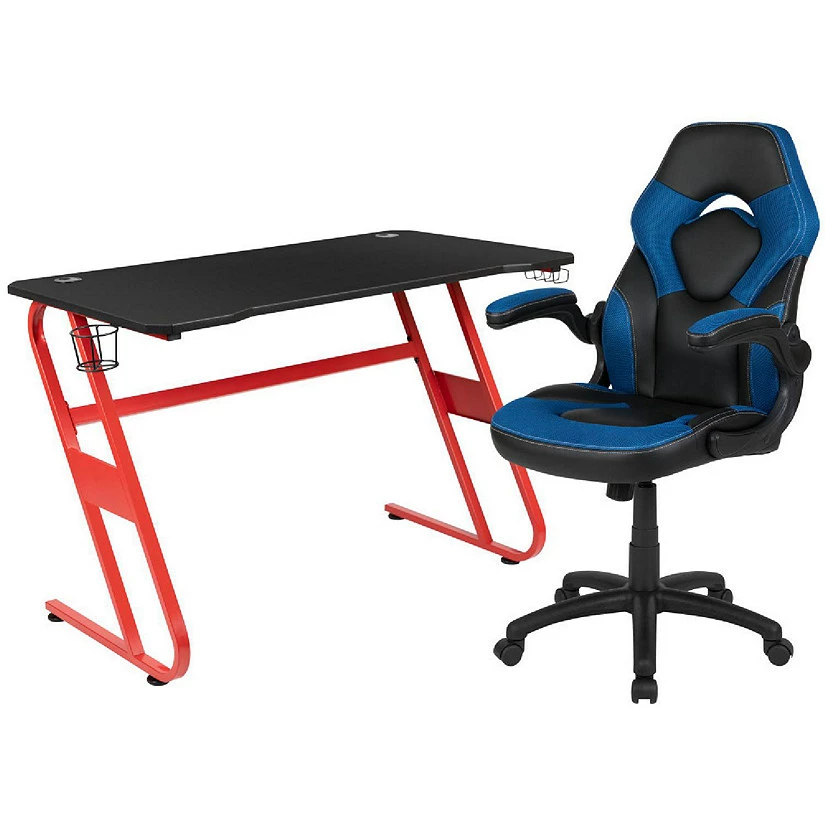 Brand new 🔥 Emma + Oliver Gaming Bundle-Red Desk, Cup Holder, Headphone Hook and Blue Chair 🥰 3 Brand new 🔥 Emma + Oliver Gaming Bundle-Red Desk, Cup Holder, Headphone Hook and Blue Chair 🥰