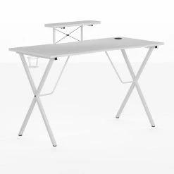 Best Sale 🔥 Emma + Oliver Gaming Desk - White Computer Desk - 51.5" Gamers Table with Cup Holder, Headphone Hook, and Monitor/Smartphone Stand ✨