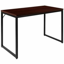Discount ๐ Emma + Oliver Industrial Modern Desk-47"L Commercial Grade Home Office Desk-Mahogany/Black ๐